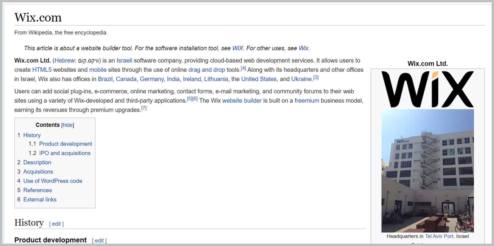 Wix On Wikipedia