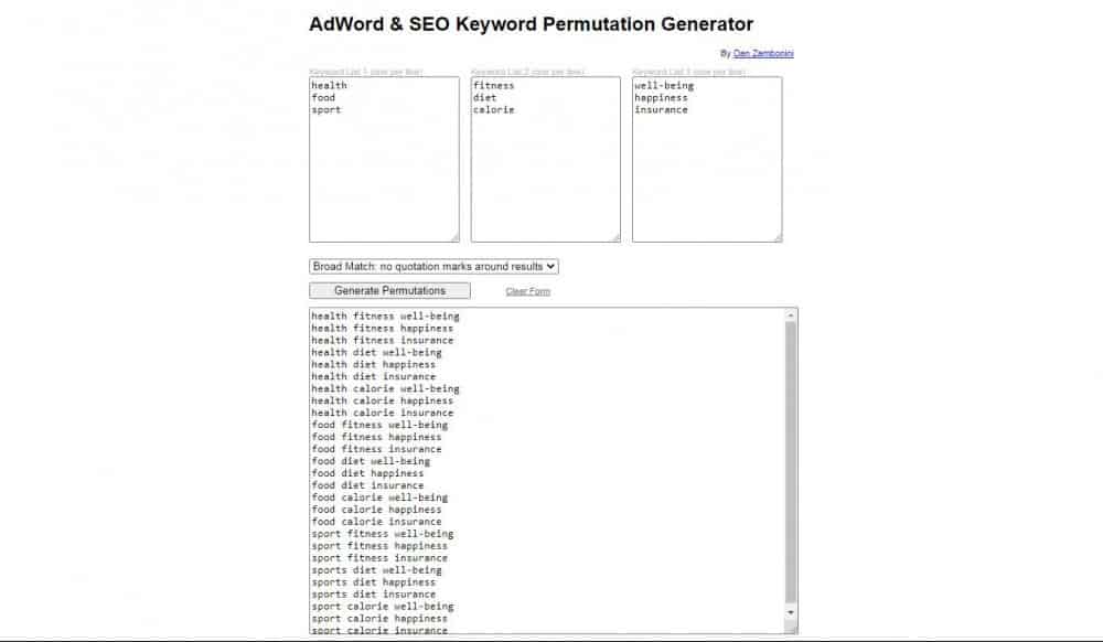 AdWprd amd SEO Keyword Permutation Generator