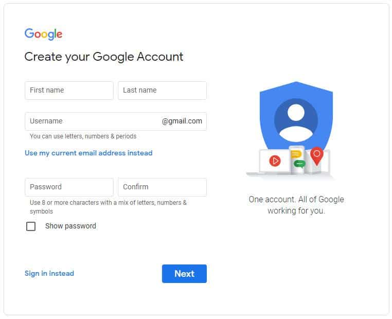 Create A Google Account
