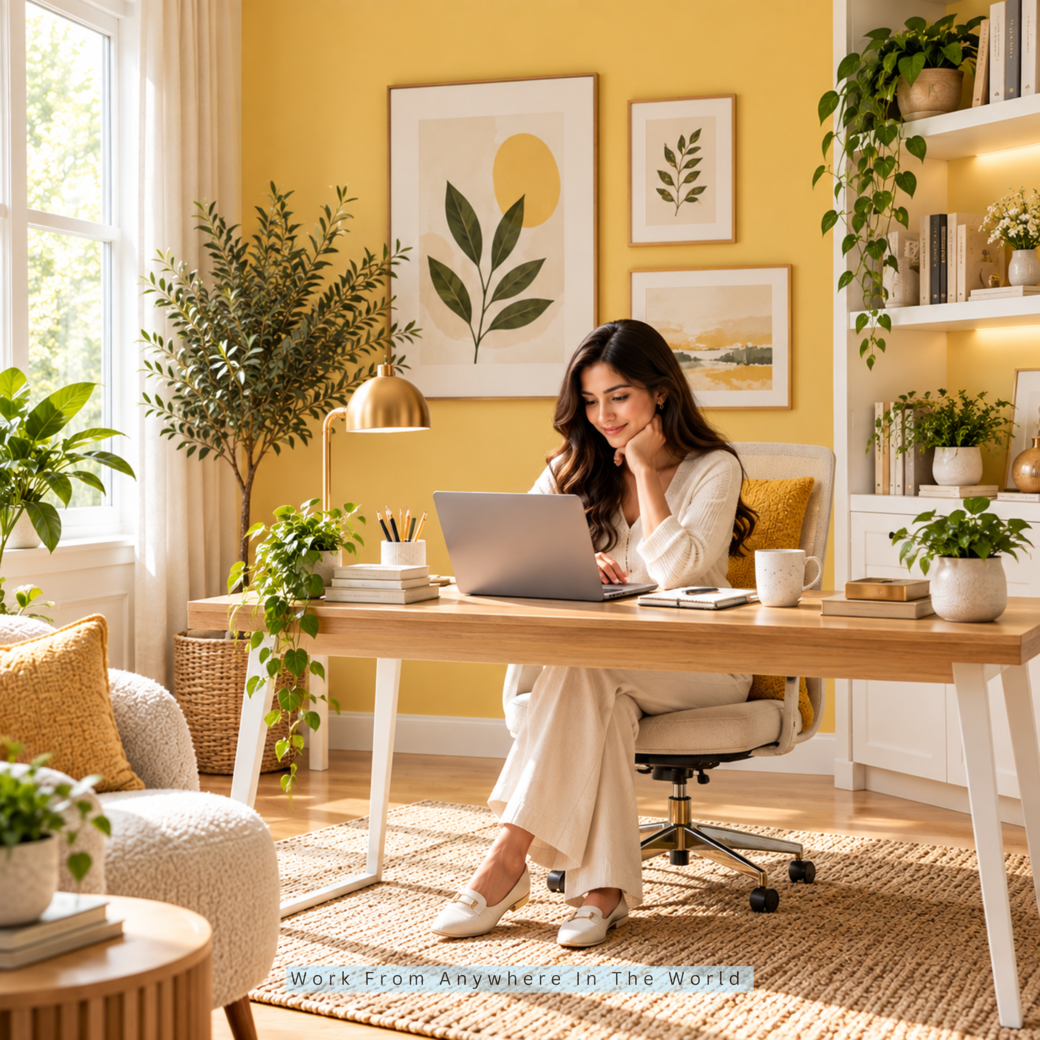Muted Yellow For A Cheerful Workspace