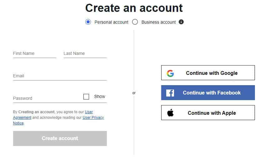 Create An Account On eBay Page 2