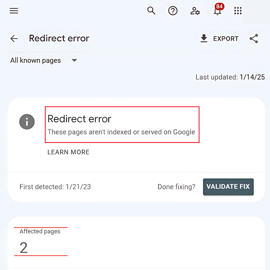 "Redirect Error"