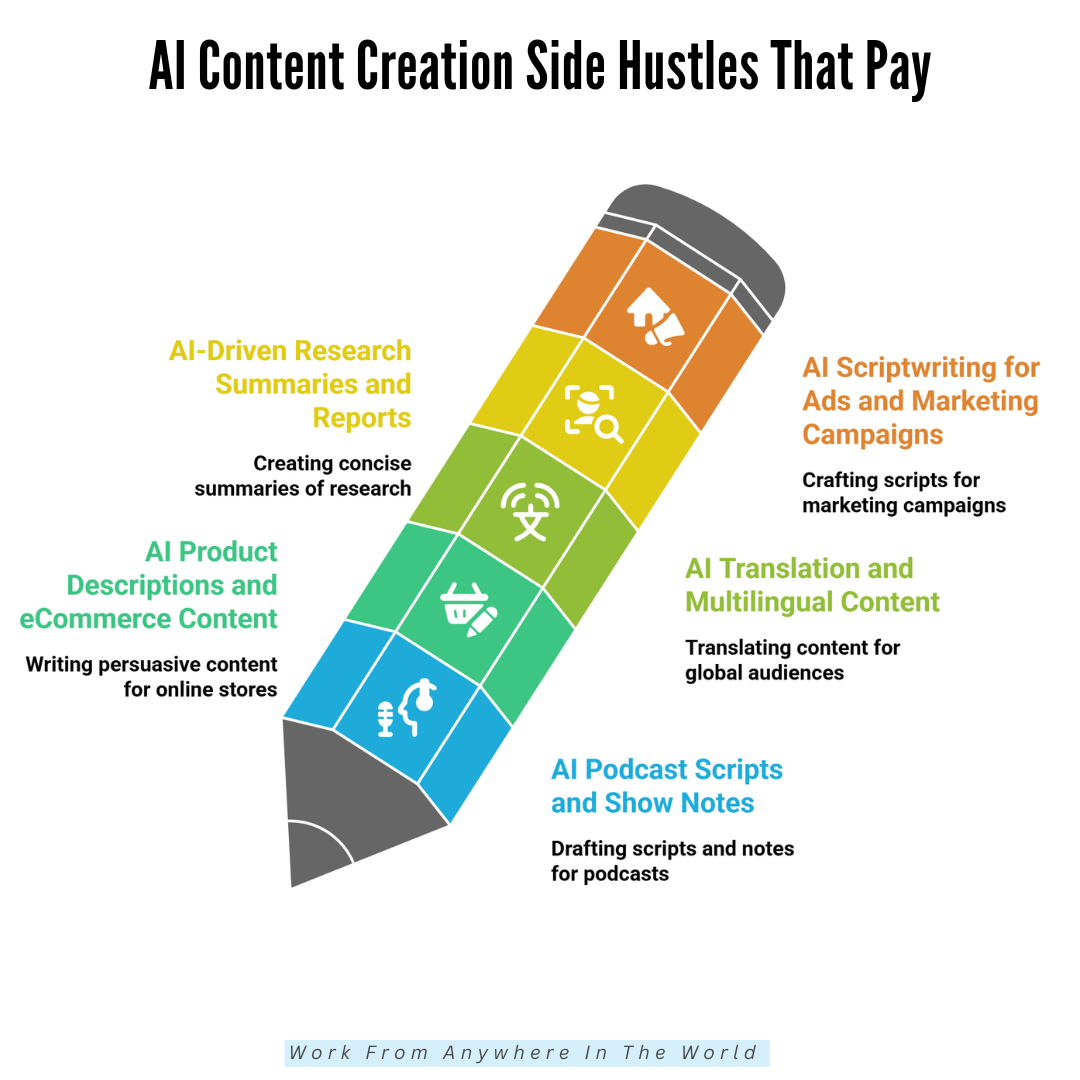 AI Content Creation Side Hustles That Pay - Ideas 6-10